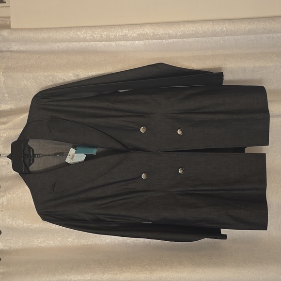 MING WANG Tailored Fit Gray Silver Blazer Jacket Notched Collar Large New $395 - Picture 10 of 10